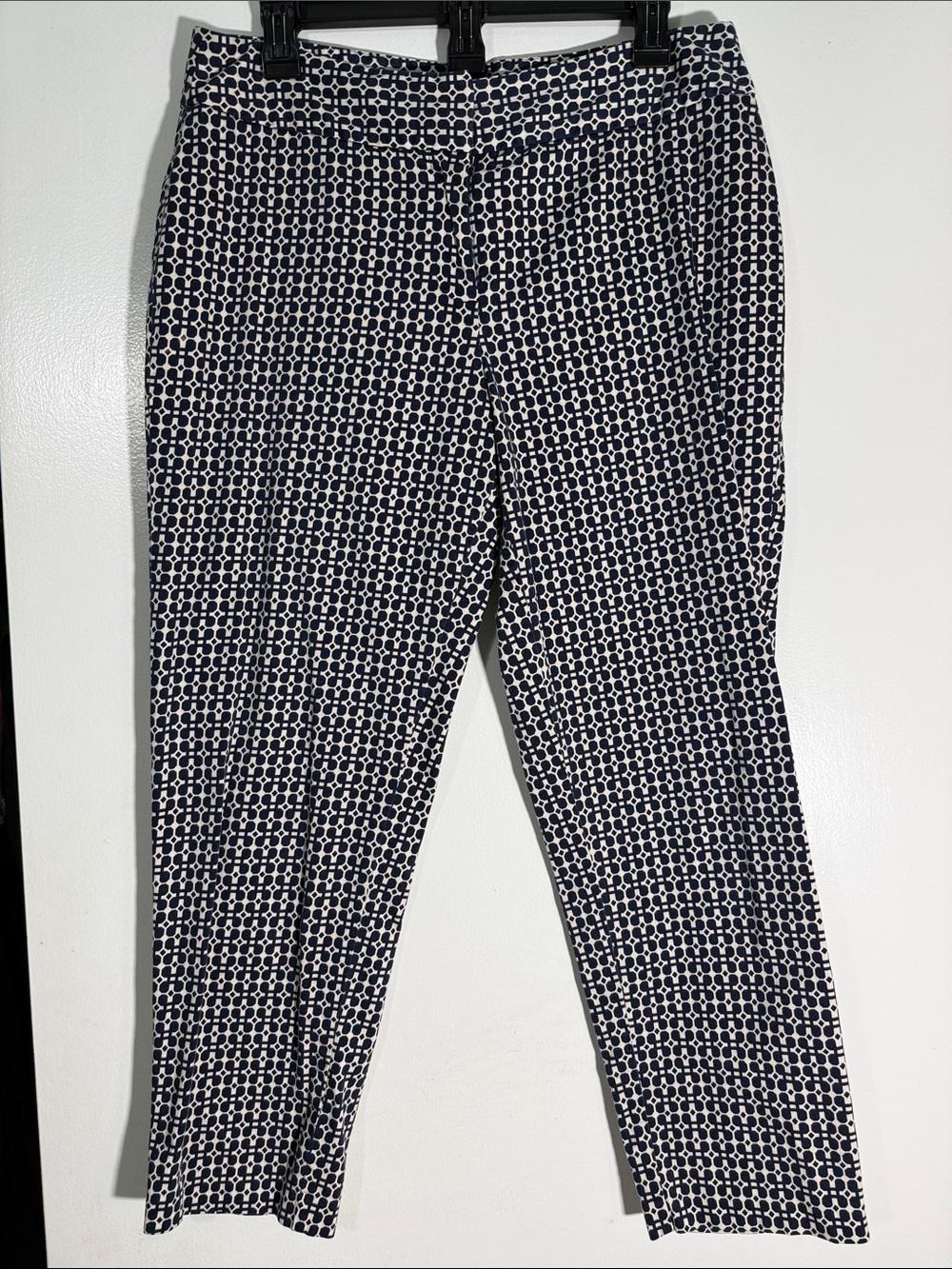 Versona Navy and White Geometric Dress Pants